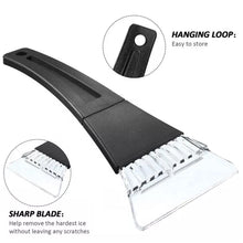 Ice scraper with ergonomic handle, window view