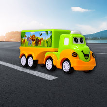 Small toy truck in green and yellow for children